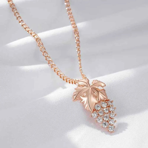Rose Gold Color Crystal Grape Pendant Necklace