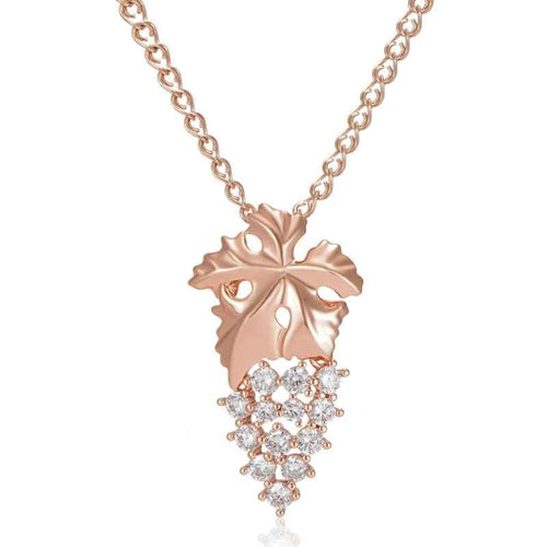 Rose Gold Color Crystal Grape Pendant Necklace