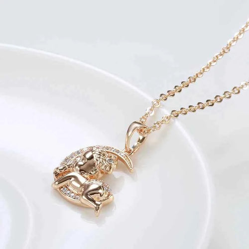 Rose Gold Color Moon Baby Pendant Necklace