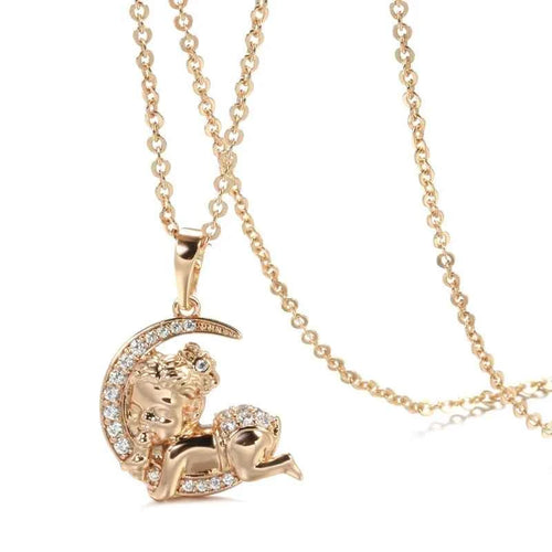 Rose Gold Color Moon Baby Pendant Necklace