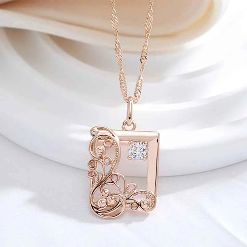 Rose Gold Color Square Pendant Ethnic Necklace