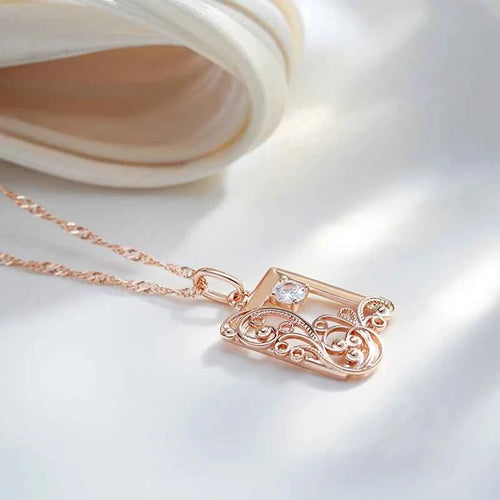 Rose Gold Color Square Pendant Ethnic Necklace