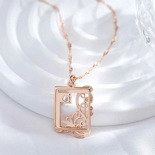 Rose Gold Color Square Pendant Ethnic Necklace