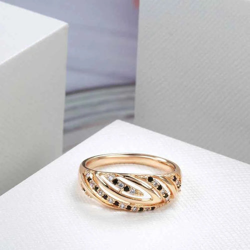 Rose Gold Ethnic Hollow Wave Ring