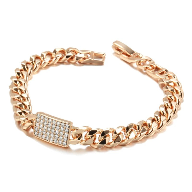 Rose Gold Gemstone Cuban Chunky Bracelet