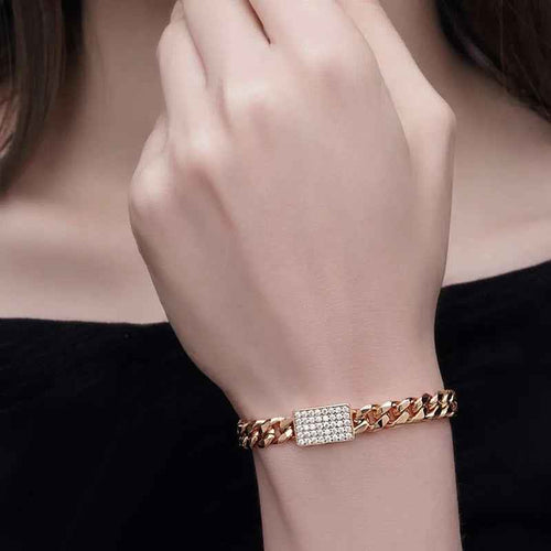 Rose Gold Gemstone Cuban Chunky Bracelet
