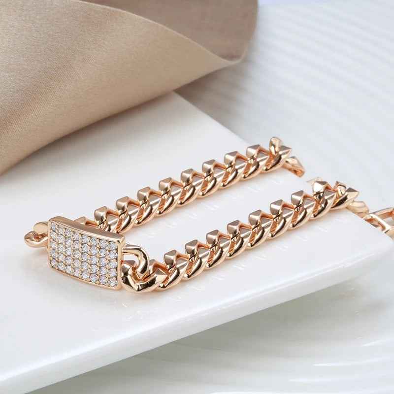 Rose Gold Gemstone Cuban Chunky Bracelet