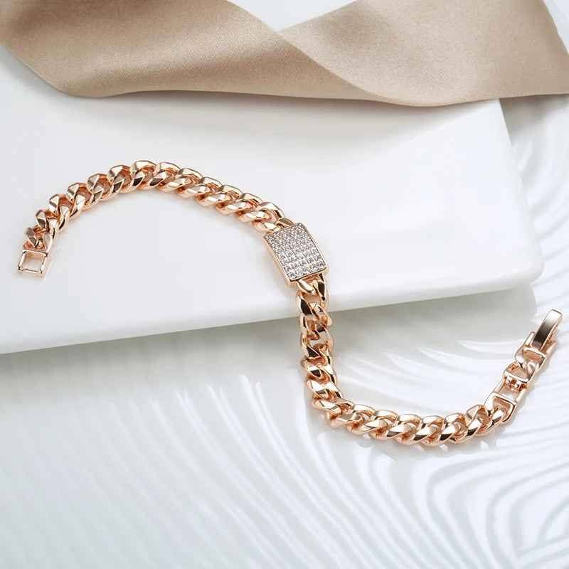 Rose Gold Gemstone Cuban Chunky Bracelet