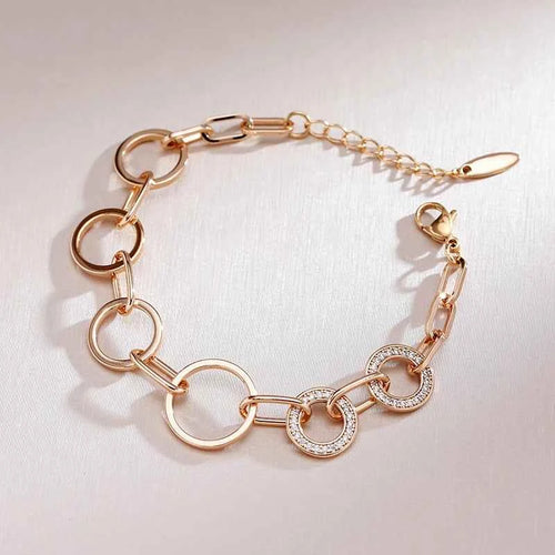 Rose Gold Gemstone Geometry Circles Link Bracelet
