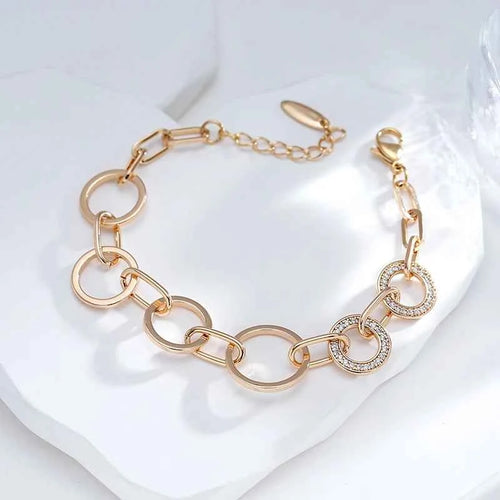 Rose Gold Gemstone Geometry Circles Link Bracelet