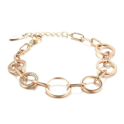 Rose Gold Gemstone Geometry Circles Link Bracelet