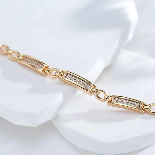 Rose Gold Gemstone Link Bracelet