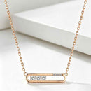 Rose Gold Geometric Bar Zircon Pendant Necklace