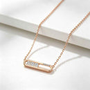 Rose Gold Geometric Bar Zircon Pendant Necklace