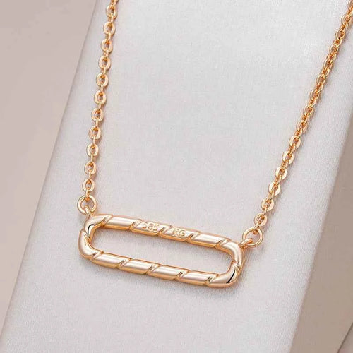 Rose Gold Glossy Geometry Pendant Necklace