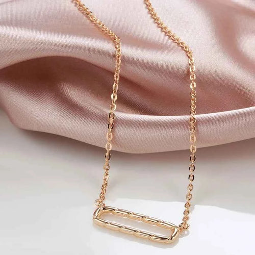 Rose Gold Glossy Geometry Pendant Necklace