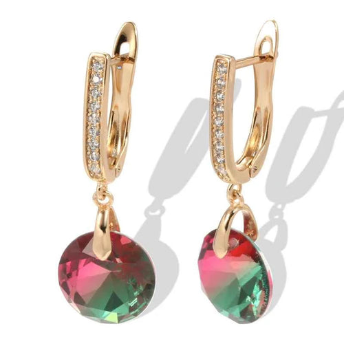 Rose Gold Rainbow Gemstone Drop Earrings