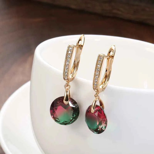 Rose Gold Rainbow Gemstone Drop Earrings