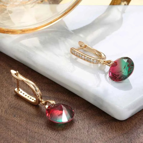 Rose Gold Rainbow Gemstone Drop Earrings