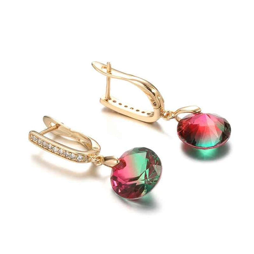 Rose Gold Rainbow Gemstone Drop Earrings