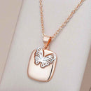 Rose Gold Silver Color Mix Hollow Butterfly Pendant Necklace