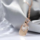 Rose Gold Silver Color Mix Hollow Butterfly Pendant Necklace