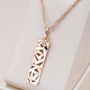 Rose Gold Silver Color Mix Square Long Pendant Necklace