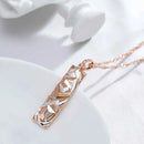 Rose Gold Silver Color Mix Square Long Pendant Necklace
