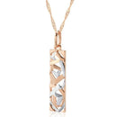 Rose Gold Silver Color Mix Square Long Pendant Necklace