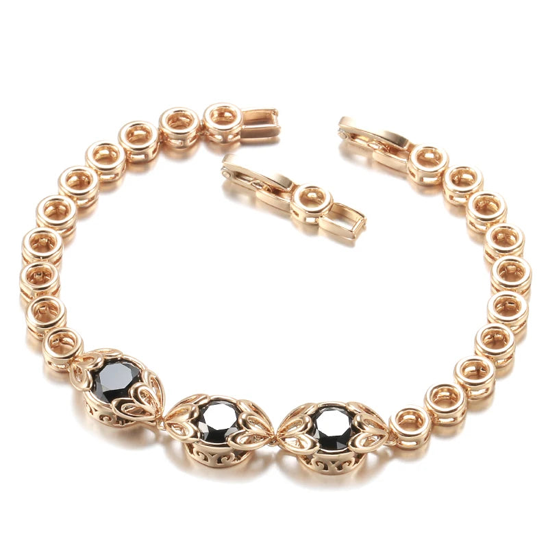 Rose Gold Vintage Black Gemstone Bracelet