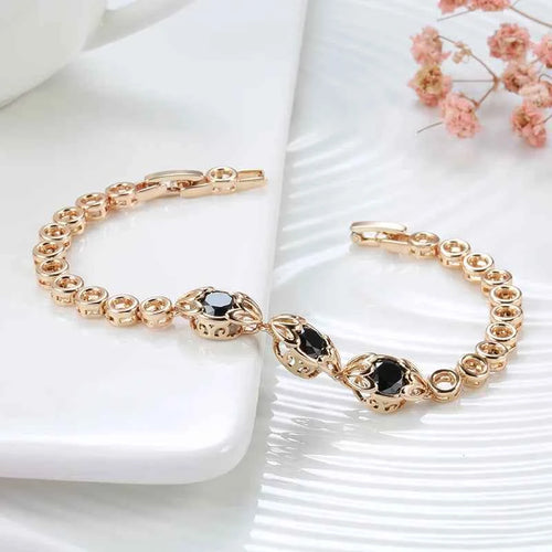 Rose Gold Vintage Black Gemstone Bracelet