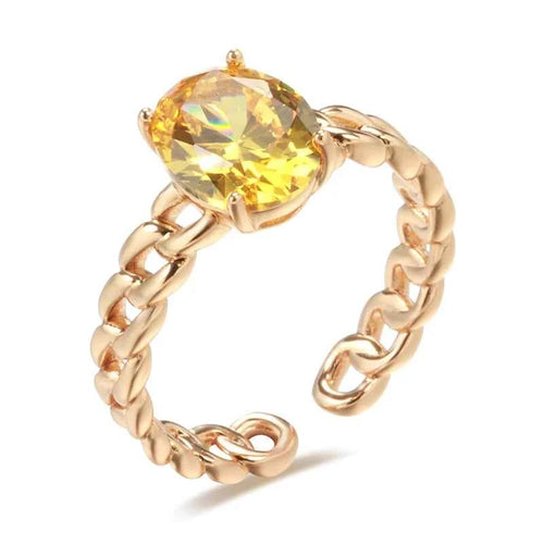 Rose Gold Yellow Natural Zircon Ring