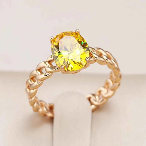 Rose Gold Yellow Natural Zircon Ring