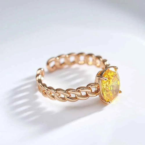 Rose Gold Yellow Natural Zircon Ring