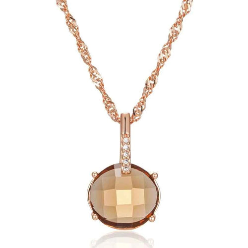 Round Light Brown Gemstone Pendant Necklace