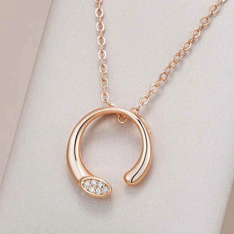 Round Rose Gold Pendant Necklace