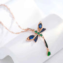 Rose Gold Dragonfly Multicolor Zircon Necklace