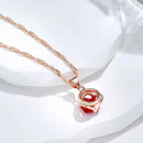 Rose Gold Red Triangle Zircon Pendant Necklace