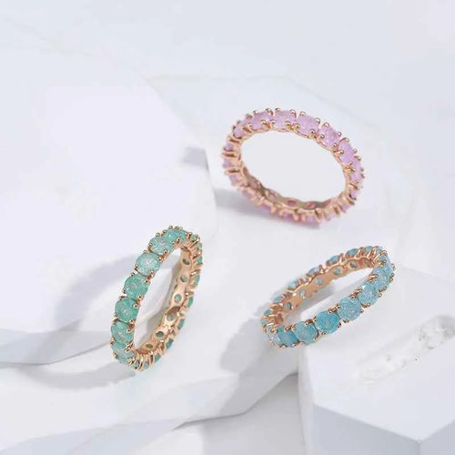 Rose Gold Pastel Zircon Eternity Band Ring