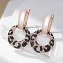 Rose Gold Leopard Print Zircon Drop Earrings