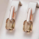 Rose Gold Brown Square Zircon Drop Earrings