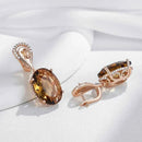 Rose Gold Smoky Topaz-Style Drop Earrings