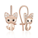 Rose Gold Cute Cat Zircon Drop Earrings
