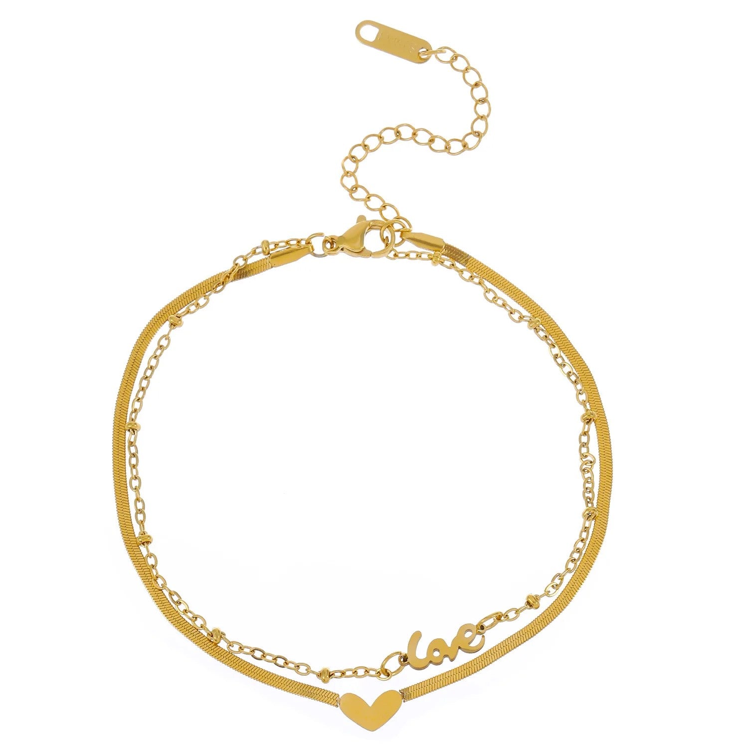 Layered Heart Anklet Delicate Summer Foot Jewelry