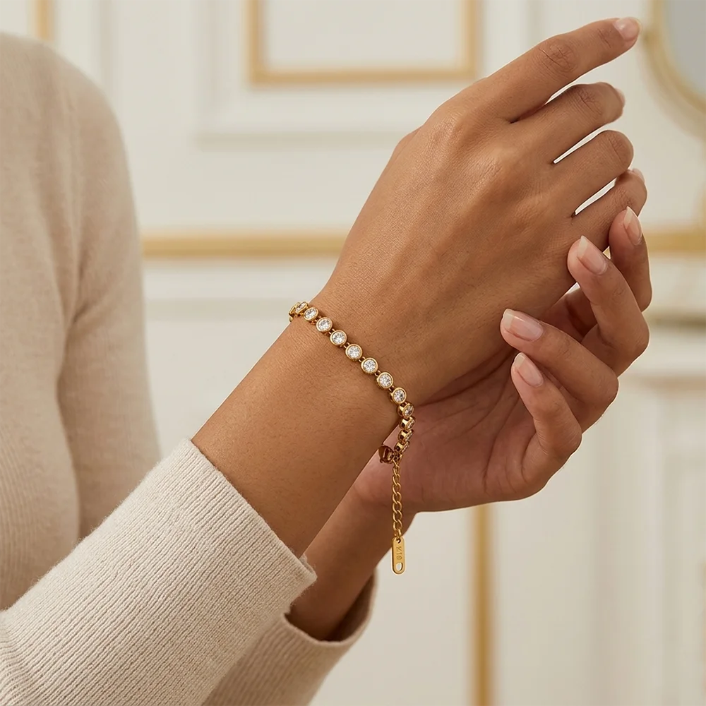 Bezel CZ Bubble Tennis Bracelet - SEIYI