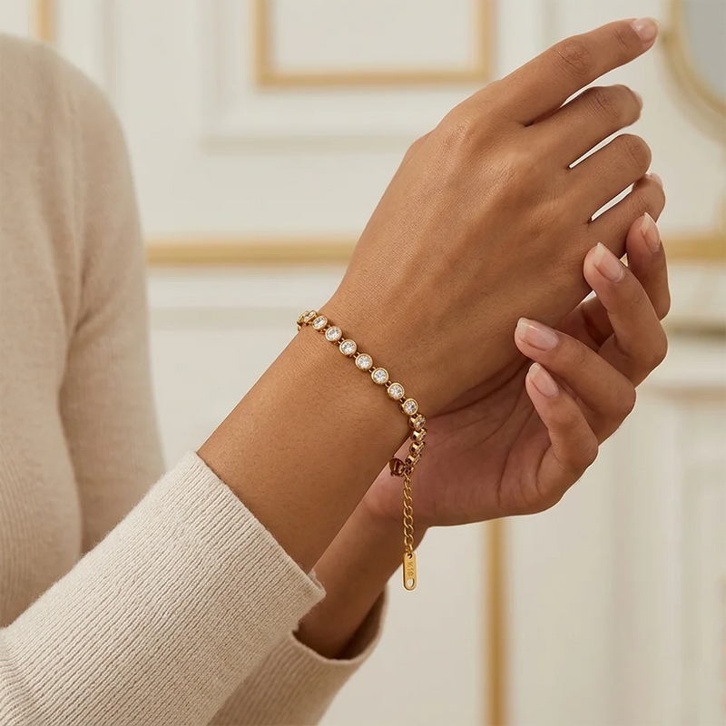 Bezel CZ Bubble Tennis Bracelet