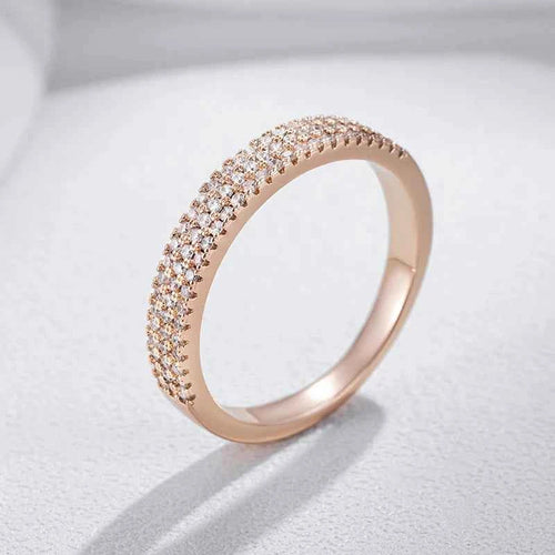Double-Row Pavé White Zircon Rose Gold Band