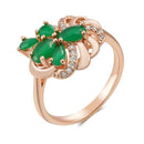 Rose Gold Green Zircon Floral Cocktail Ring