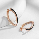 Rose Gold Black Enamel Zircon Hoop Earrings