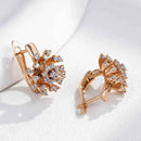 Rose Gold Zircon Firework Flower Drop Earrings